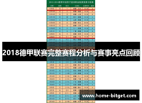 2018德甲联赛完整赛程分析与赛事亮点回顾